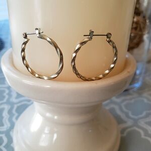 Vintage Sterling Silver Large Twisted Design Ladies Hoop Earrings